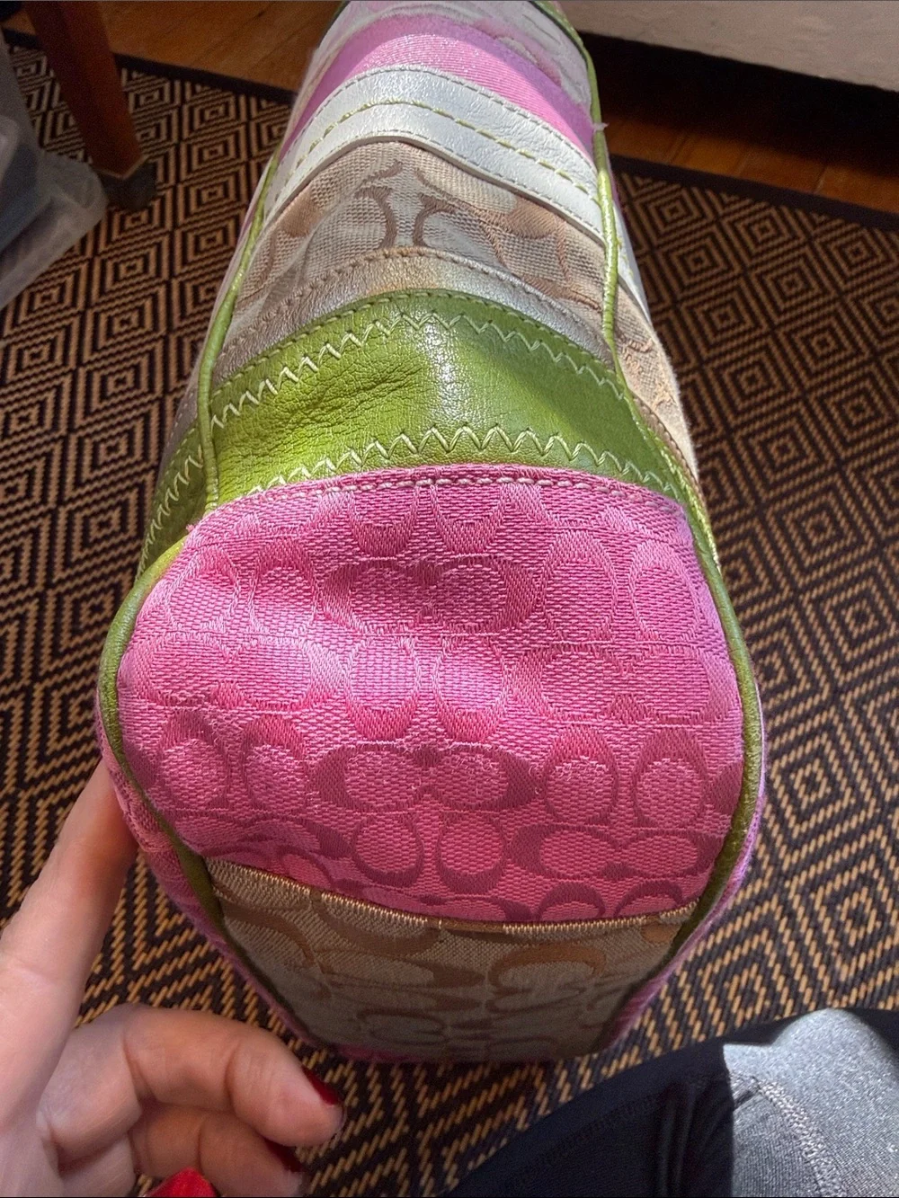 Vintage Y2K Coach BLEECKER patchwork stripe signature jacquard tote F14726